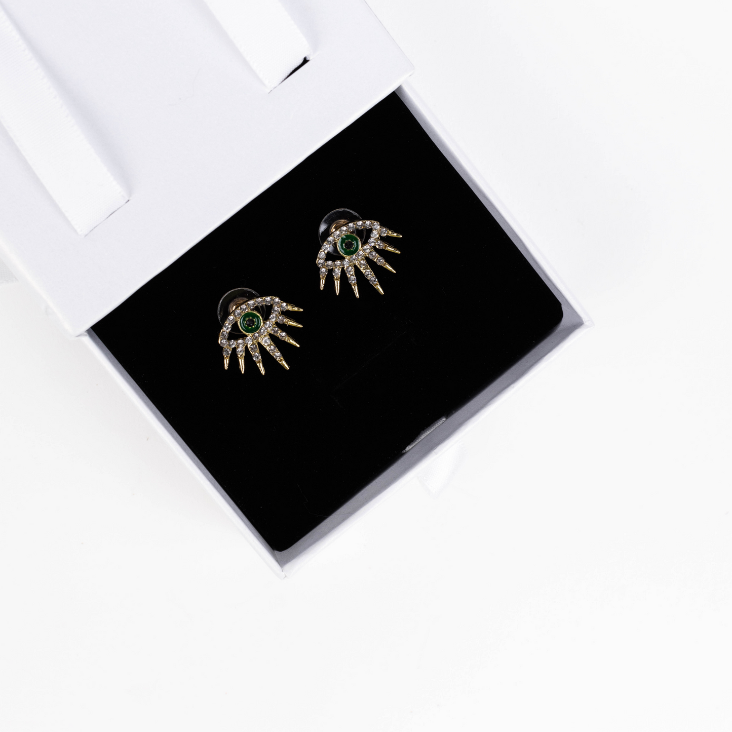 Green Eye Earring Gold Plated